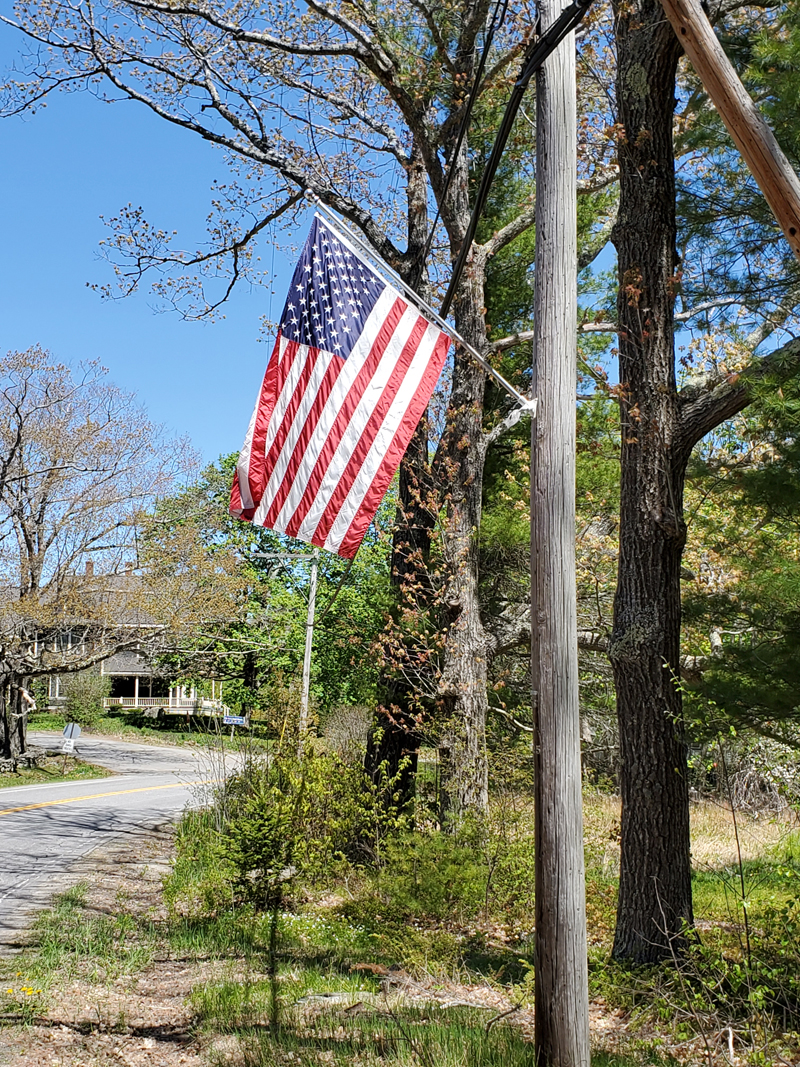 The flags were up in Round Pond in time for Memorial Day.