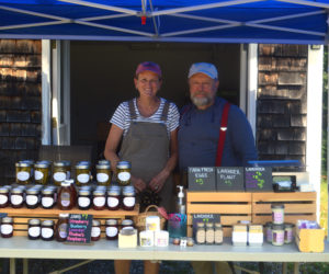 Marcia and Don Lyons sell soaps, jams, honey, and other wares at their SeaLyon Farm in Alna on Maine Open Farm Day, Sunday, July 26. (Alyce McFadden photo)