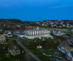 A view of The Island Inn and Monhegan's village from above. The coronavirus has meant fewer visitors and lower sales for the island's tourist-dependent businesses. (Photo courtesy The Island Inn/Frances Gagne Photography)