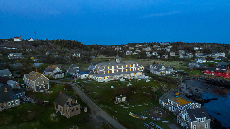 A view of The Island Inn and Monhegan's village from above. The coronavirus has meant fewer visitors and lower sales for the island's tourist-dependent businesses. (Photo courtesy The Island Inn/Frances Gagne Photography)