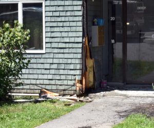 Damage from a fire at Waldoborough Village Apartments on Wednesday, July 29. A resident of the low-income housing complex snuffed out the flames with a fire extinguisher. (Alexander Violo photo)