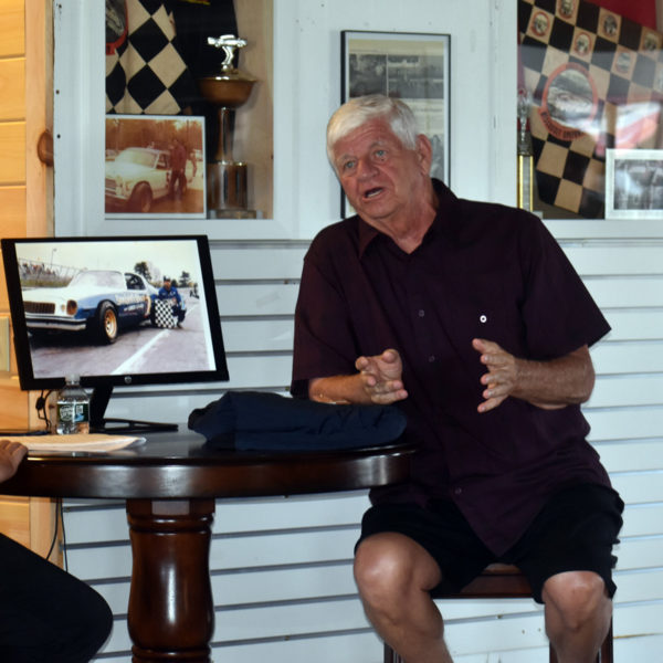 Stan Meserve describes Wiscasset Speedway as his favorite track during his induction into the track's hall of fame, Saturday, July 25. (Alexander Violo photo)