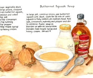 Brenda Erickson specializes in the illustration of family recipes, like this butternut squash soup.