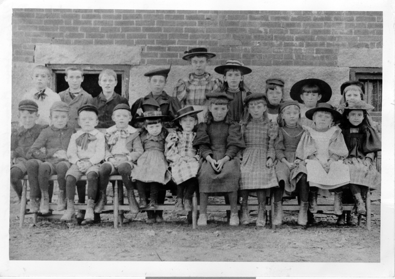Damariscotta schoolchildren in the 1890s. Front from left: Lewis Hatch, Hampton Barstow, Lawrence Taylor, Harold Castner, Marion Dunbar, Helen Snow, Winnie Barstow, Lillian Cotter, Mabel Cotter, Mildred Hiscock, and Elsie Hoffman. Back from left: Rufus Stetson, Charles Pendleton, Frank Cotter, Georgia Chapman, Edith Emerson, Gladys Ramsdell, Mytie Hiscock, Mary Flint, and Edna Cotter. (Photo courtesy Calvin Dodge)