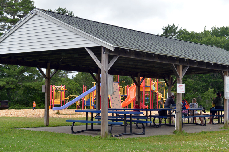 The Wiscasset Community Playground pavilion with playground behind. (Paula Roberts photo)