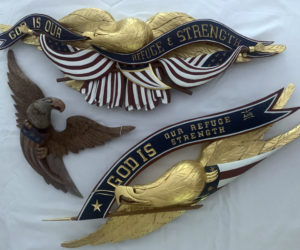 Bellamy Eagles, as carved by Jim Wade or D & L Screen Printers.