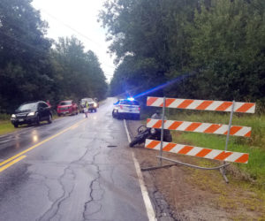 Emergency services respond to a fatal motorcycle crash on Alna Road in Alna, Tuesday, Aug. 25. (Photo courtesy Lincoln County Sheriff's Office)