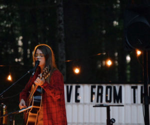 Lady Lamb, aka Aly Spaltro, performs the first show of her "Live From the Hive" series at her home in Edgecomb on Saturday, Aug. 21. (Hailey Bryant photo)