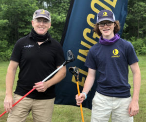 FlingGolf Vice President and General Manager Stevan Bloom and his son, Ari, gave a FlingGolf demonstration at Wawenock Golf Club in July. (Photo courtesy Alison York)