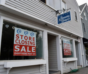 The Accessories Shop, on Main Street in Damariscotta, closed Tuesday, Sept. 8 after about 15 years in town. The owner cited a sharp drop in business due to COVID-19 and resulting restrictions. (Evan Houk photo)