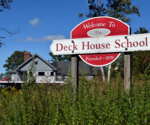 The new owners of the former Deck House School plan to keep the sign. The school's Edgecomb property sold in August and will become a home. (Hailey Bryant photo)
