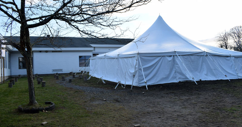 A tent was installed at Bristol Consolidated School to allow for more space for students. The school is currently seeing increasing enrollment numbers, according to BCS Principal Jennifer Ribeiro. (Evan Houk photo)