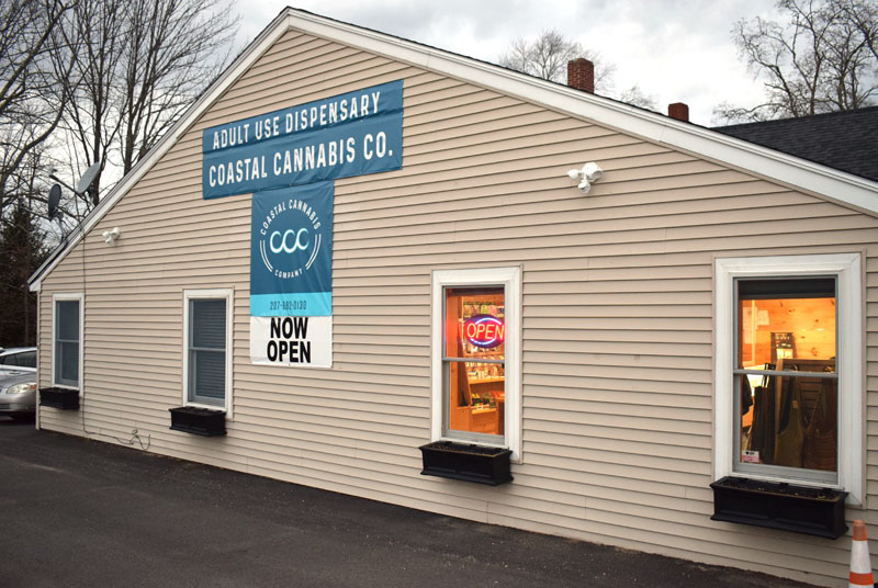 The exterior of Coastal Cannabis Co. LLC in Damariscotta, the first recreational cannabis shop to open in Lincoln County, on Monday, Nov. 16. The shop opened Nov. 9. (Evan Houk photo)