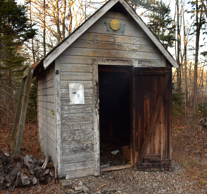 The old smokehouse at the S Road School in South Bristol has been used to smoke herring since it was built in the 1930s, when it was next to the bridge over The Gut. (Evan Houk photo)
