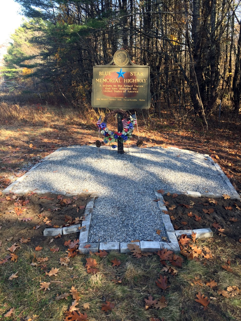 The newly renovated Blue Star Memorial Highway marker is located just past the Damariscotta exit on Route 1.
