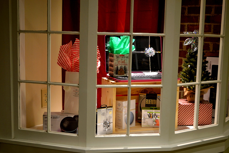 The new computer repair and sales store, Salt Bay Computer, located in the Damariscotta Center Building, showcases a holiday display.