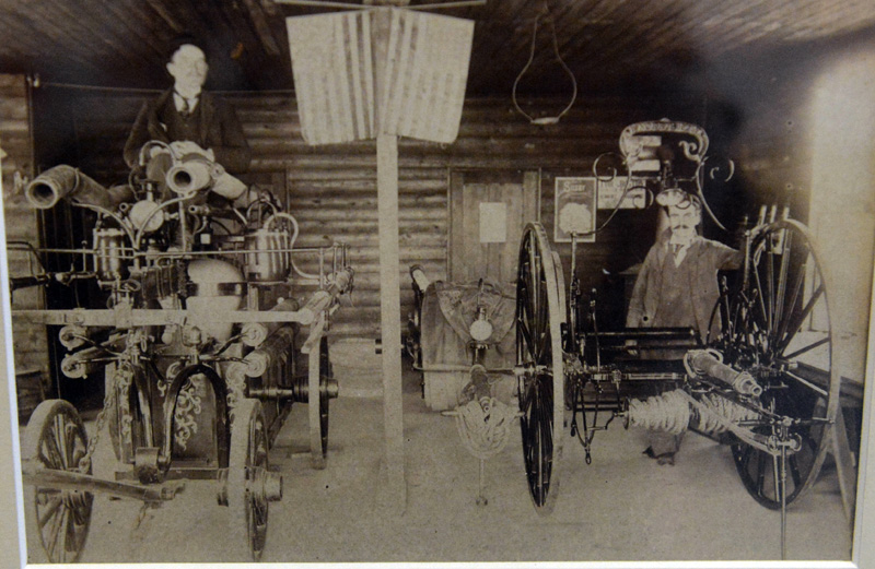 This April 1899 photo shows Damariscotta's first pumper, the Massasoit hand tub and the C. F. Norris hose reel.