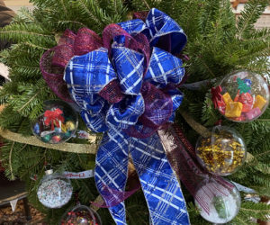 The Waldoborough Historical Society invites friends to visit its Facebook page, to check out the twelve Christmas wreaths, decorated by local businesses. (Photo courtesy Jean Lawrence) The wreaths will be up for auction on Sunday Dec. 6, from 2-4 p.m.