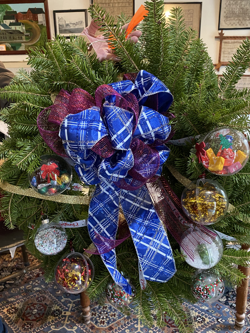 The Waldoborough Historical Society invites friends to visit its Facebook page, to check out the twelve Christmas wreaths, decorated by local businesses. (Photo courtesy Jean Lawrence) The wreaths will be up for auction on Sunday Dec. 6, from 2-4 p.m.