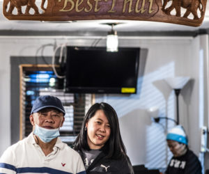 Chanint Hanjitsuwan and daughter Thanyalak Rojpanichkul pose for a photo at Best Thai in Damariscotta on Thursday, Jan. 14. The restaurant will soon move to its new location next door after 10 years in its current space. (Bisi Cameron Yee photo)