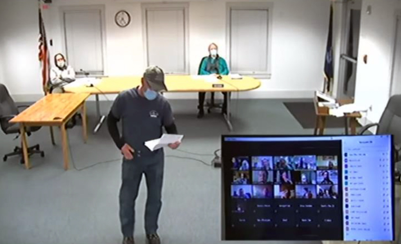 Buddy Brown reviews cost estimates for improvements to Controversy Lane and roads off Controversy Lane during a Waldoboro Planning Board meeting Wednesday, Jan. 20. (Screenshot)