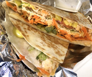 The Buffalo Chicken TikTok Wrap Hack, this week's special at S. Fernald's Country Store in Damariscotta. (Photo courtesy Moira Rose Richards)