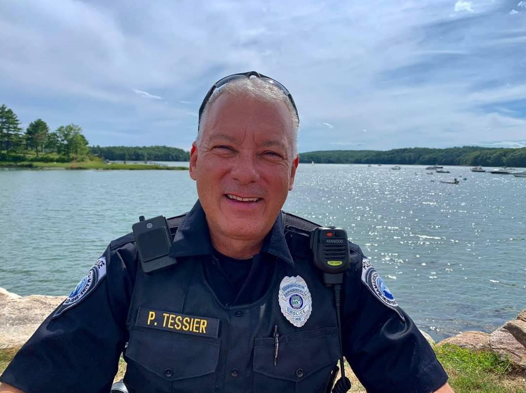 Officer Phil Tessier on the Damariscotta waterfront. (Photo courtesy Phil Tessier)