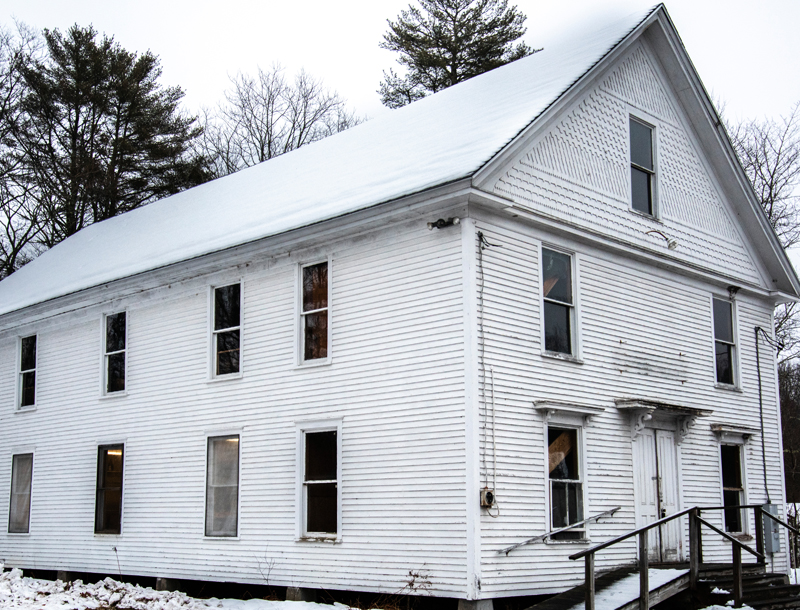 The former Progressive Grange, at 931 Winslows Mills Road in Waldoboro, on Tuesday, Feb. 16. The building dates to the early 1900s. (Bisi Cameron Yee photo)