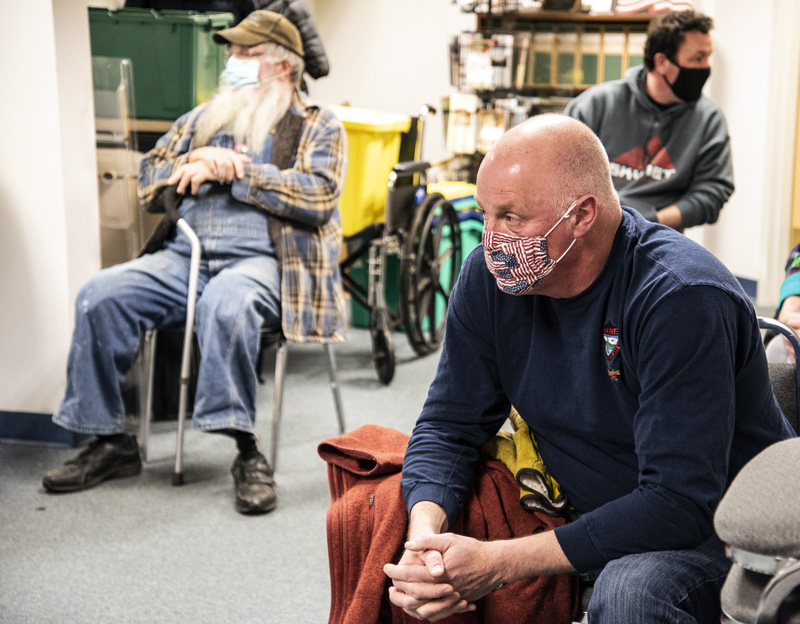 Former A.D. Gray School Principal Ben Vail attends a selectmen's meeting in Waldoboro on Tuesday, Feb. 23. Vail supports a proposal to convert the vacant school into senior housing. (Bisi Cameron Yee photo)