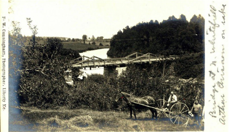 An F.W. Cunningham photo of a bridge at North Whitefield from David Chase's "Bridges of Whitefield, Maine" album.