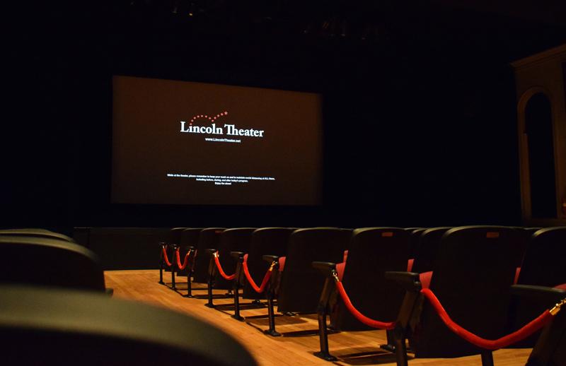 Ropes block off certain rows at the Lincoln Theater to allow for physical distancing. The Damariscotta theater will reopen for the first time in a year on Friday, March 19 with a showing of "Nomadland." (Evan Houk photo)