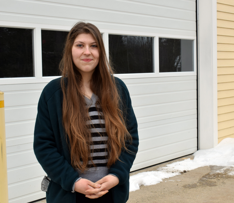 Sabrina Doray stands outside the Dresden Fire Department on Sunday, Feb. 14. Doray has been serving on the department since 2012, when she signed up on her 18th birthday. (Evan Houk photo)