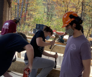 Participants busy at work at a previous timber frame course.
