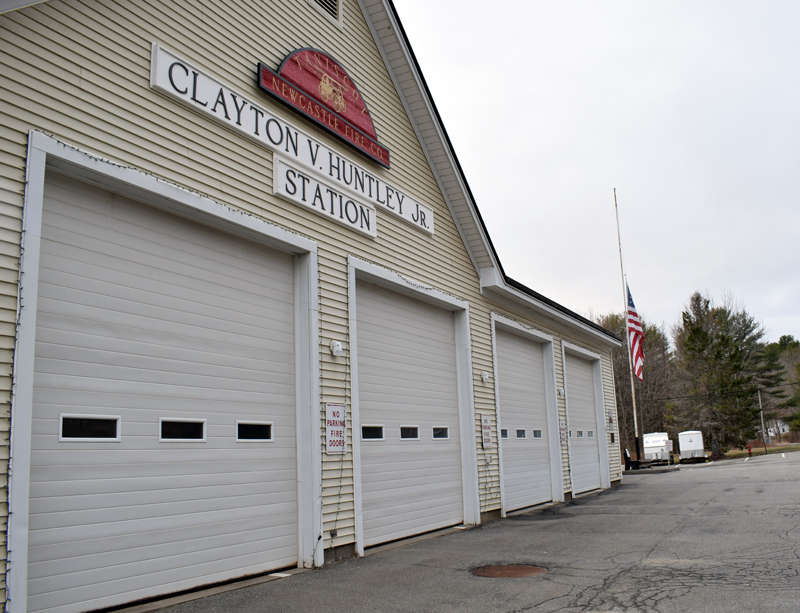 The newly named Clayton V. Huntley Jr. Station on River Road in Newcastle, Wednesday, April 7. Huntley died Monday, April 5 and the Newcastle selectmen renamed the station in his honor Tuesday, April 6. (Evan Houk photo)