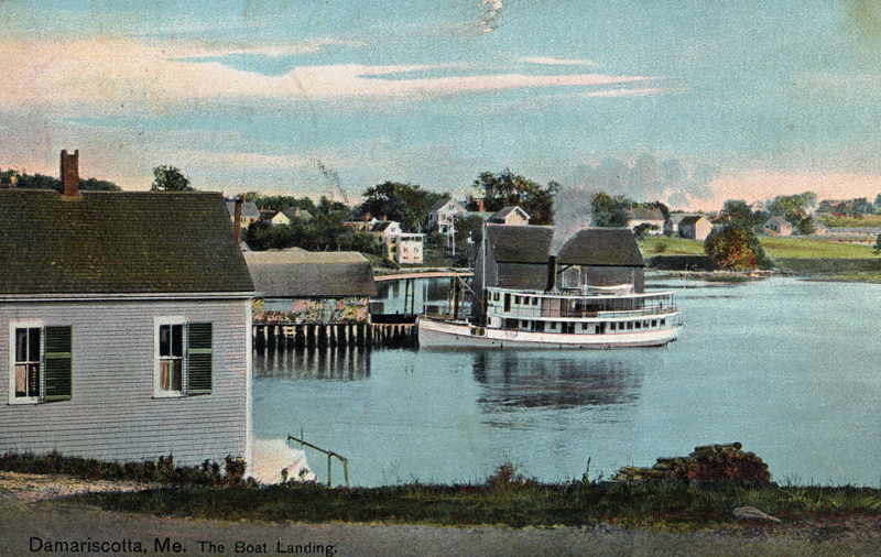 The passenger steamer Newcastle tied up at Cottrells Wharf. (Postcard courtesy Calvin Dodge)