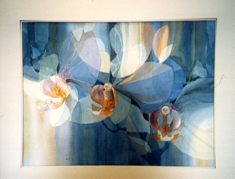 A painting of orchids by Joy Shott.