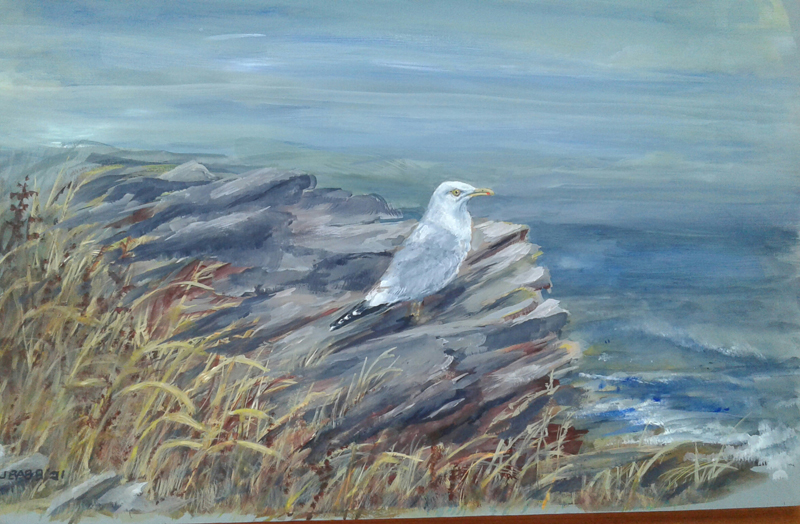 "Johnathan II," by Julie Babb. The painting replaces one of Babb's that was lost in the September 9, 2020 fire that destroyed the historic Seagull Shop at Pemaquid Point in Bristol. (Photo courtesy Julie Babb)