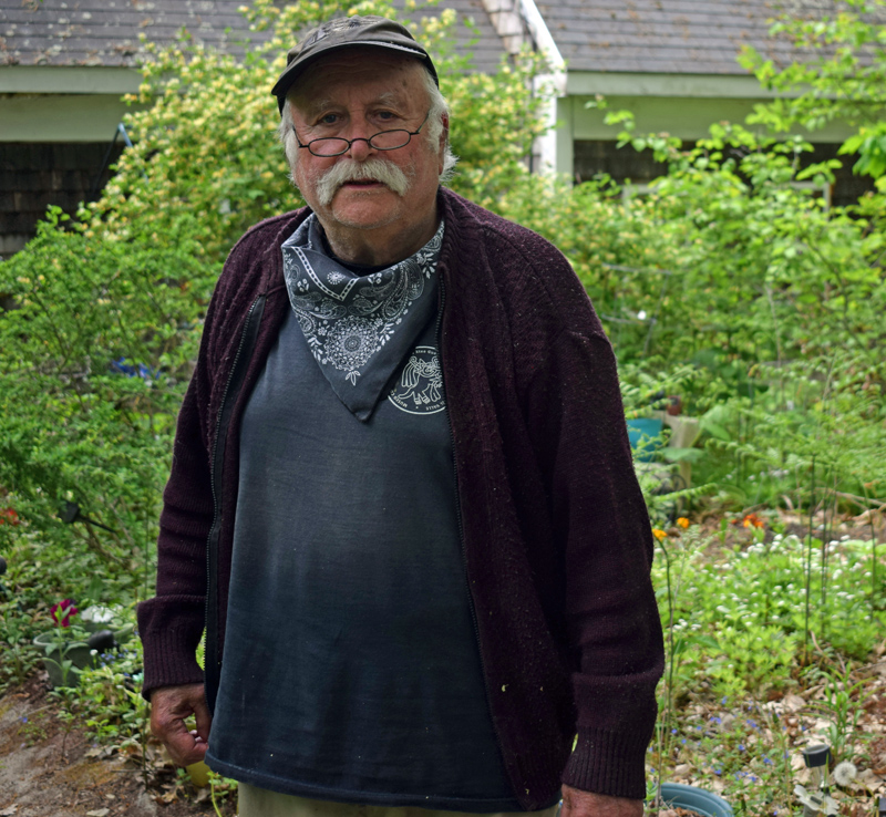 Arthur Mayers outside his home in Newcastle on Sunday, May 23. Mayers has been filming oral histories with Lincoln County residents for 30 years and is in the process of digitizing them and uploading them to his YouTube channel. (Evan Houk photo)