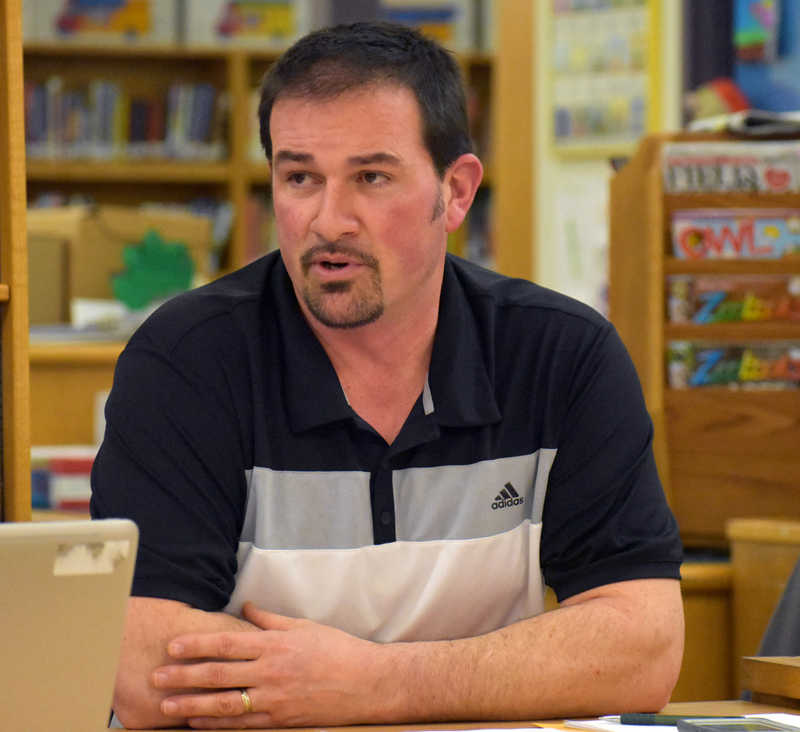 Josh Hatch, of Nobleboro, during an AOS 93 Board meeting in March 2018. After five consecutive three-year terms on the Nobleboro School Committee, Hatch did not seek reelection this year. (LCN file photo)