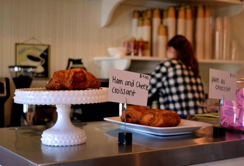 Among the baked goods for sale at Kneaded Provisions on Rutherford Island are ham and cheese croissants and pain au chocolat. (Nettie Hoagland photo)