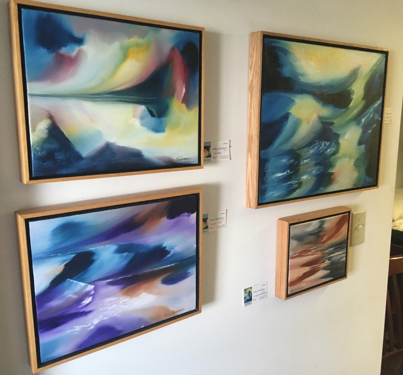 Art by Polly Steadman on display at Savory Maine in Damariscotta.