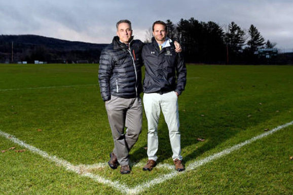 Long-time friends and soccer coaches Jeff Burroughs (left) and Steve Levesque will offer a soccer camp at Lincoln Academy this summer for players in grades 3-8.