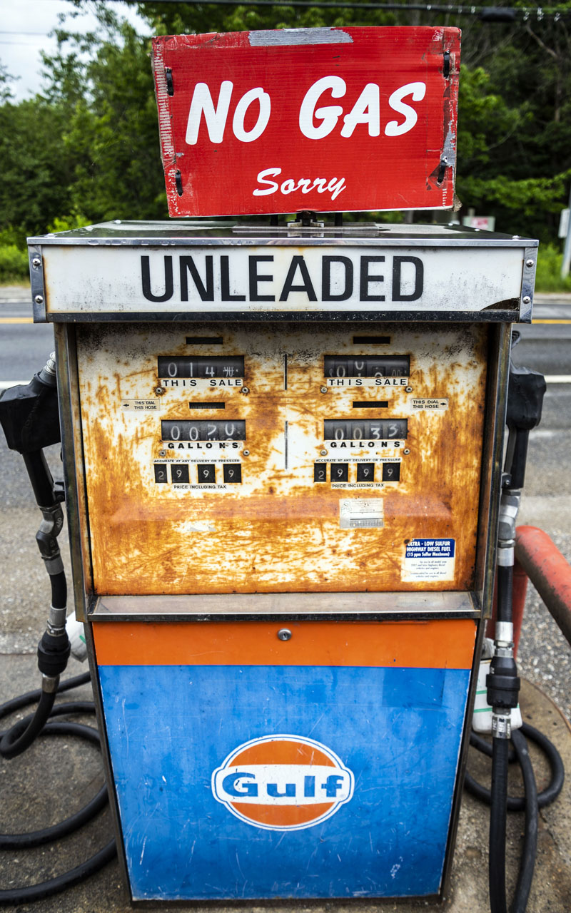 A rusted vintage gas pump stands empty outside All Seasons Automotive in Jefferson on Friday, June 25. The gas station once had commercial accounts for 1,000 gallons a week. (Bisi Cameron Yee photo)