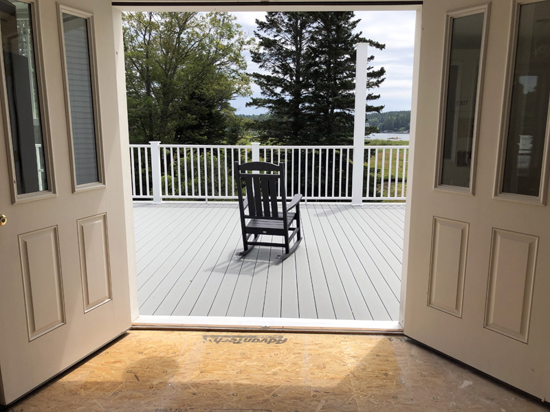 The newly created meeting room at Oak Point Farm opens onto a large deck. (Photo courtesy Boothbay Region Land Trust)