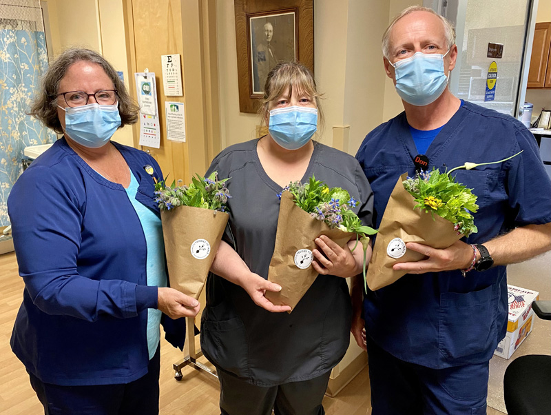 During each week of the summer flower season Veggies to Table donates a few bouquets to be randomly given to nurses at LincolnHealth to boost their day. (Photo courtesy Veggies to Table)