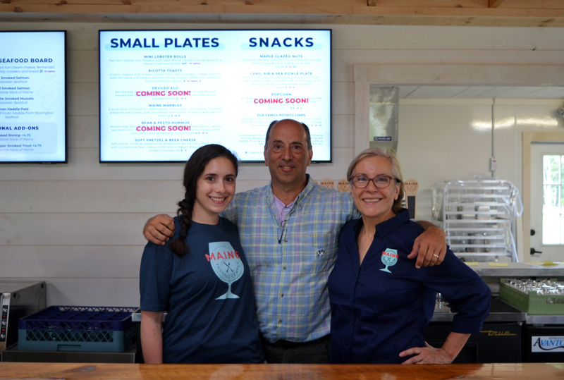 From left: Sarah Gross, Andrew Gross, and Elizabeth Gross own the Maine Tasting Center in Wiscasset. (Nettie Hoagland photo)