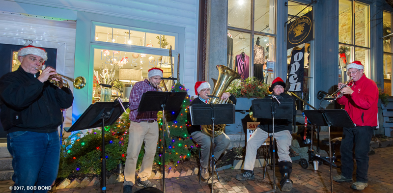 Downeast Brass plays during Wiscasset Holiday Marketfest, 2017. (Photo courtesy Bob Bond)