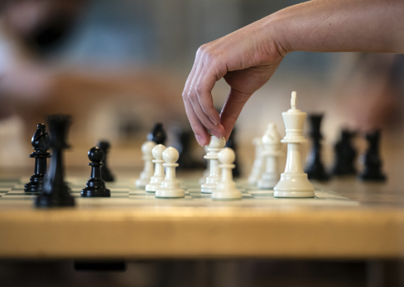 A white bishop goes on the attack during a chess club meeting in Jefferson on Tuesday, August 3. The club meets every Tuesday and is open to all ages and skill levels. (Bisi Cameron Yee photo)