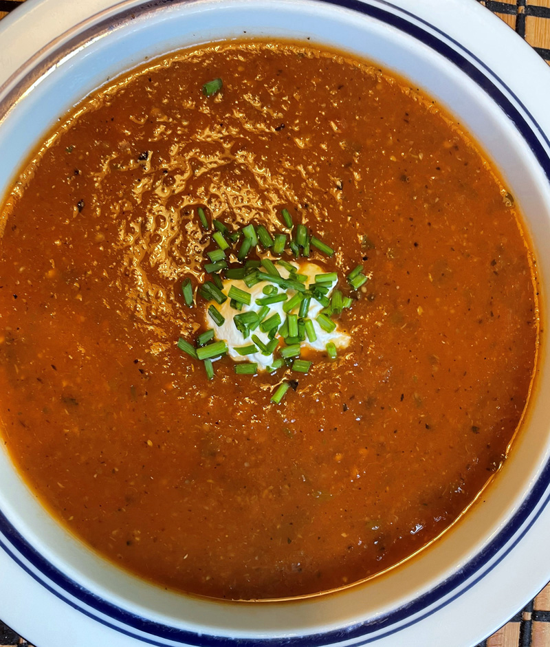 Tomato eggplant bisque