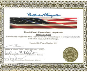 Lincoln County Commissioners will send a certificate like this to recipients of the Spirit of America Awards. (Courtesy photo)